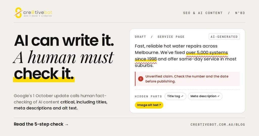 AI can write it. A human must check it. AI-generated draft with an unverified claim flagged and hidden parts checked.